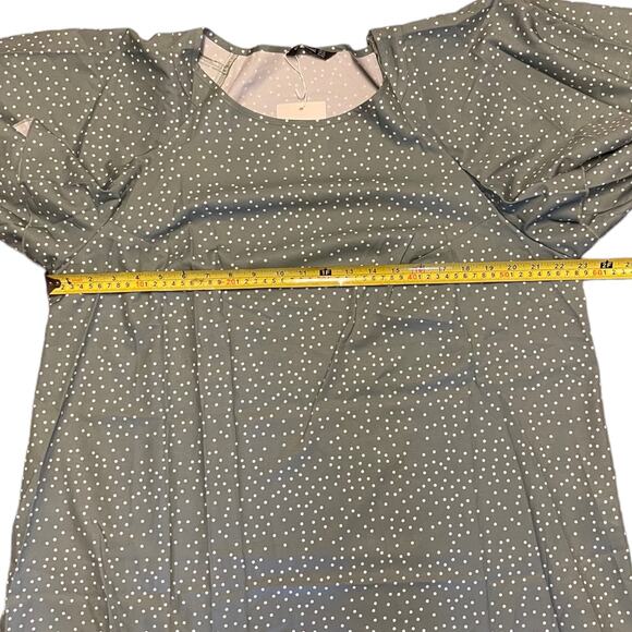 Bloomchic Green White Polka Dot Ruffled Short Sleeve Top Size 16 - Picture 6 of 7